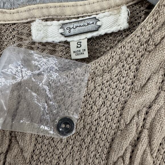 Gimnicks by BKE Thermal Top S Mustard Rib Cable Knit Crew Neck Key Hole Stretch - Picture 2 of 13